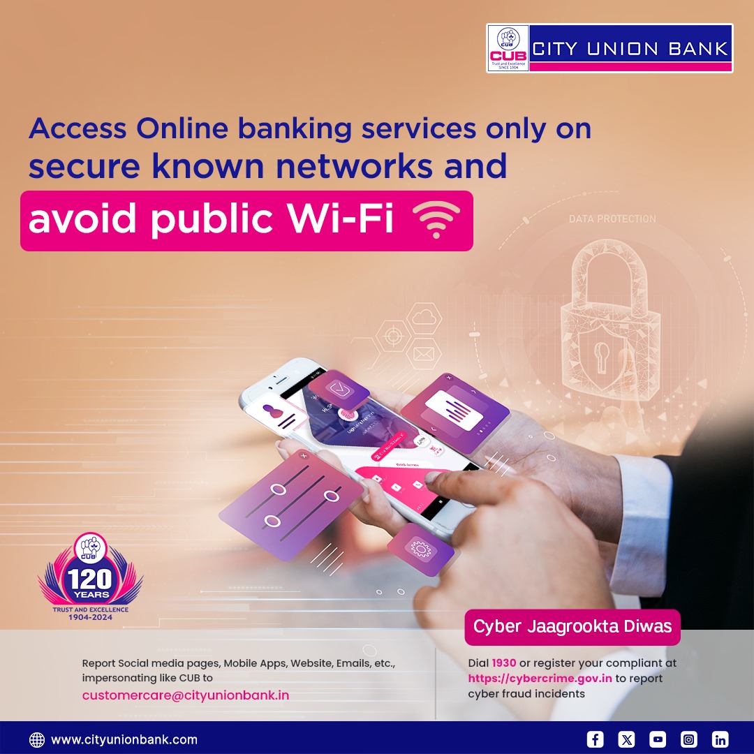 #120YearsBanking #securityawareness #CyberJaagrooktaDiwas  #cybersecurity #DigitalIndia #cubltd #cityunionbank #CUBConvenientBanking