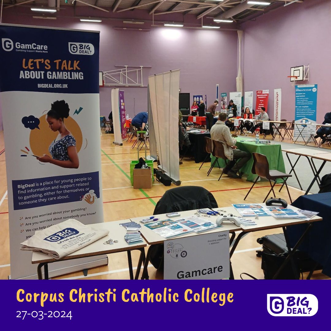 Last week, Helen attended the Healthy Futures Fair at @corpusleeds and engaged with students to discuss how to recognise the signs of gambling. 👉If you are a professional working with young people aged 11-19 and would like to arrange a workshop, contact hello@bigdeal.org.uk