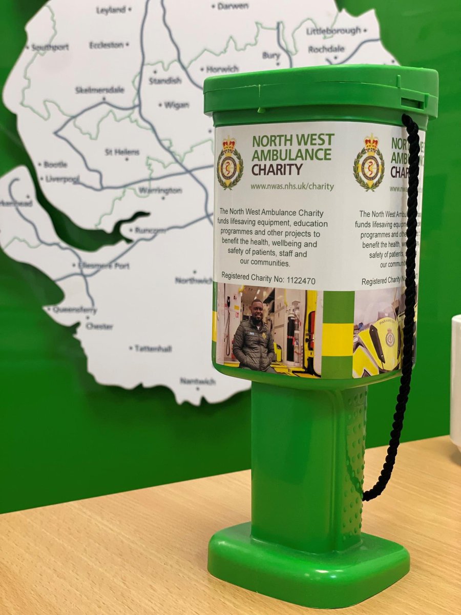 Would you like an NWAS Charity collection tin and help support us with your loose change? No matter how big or small - every donation helps us in our mission save more lives. 💚 Email Charity.Office@nwas.nhs.uk for a tin for your business, workplace or group. Thank you. 😊