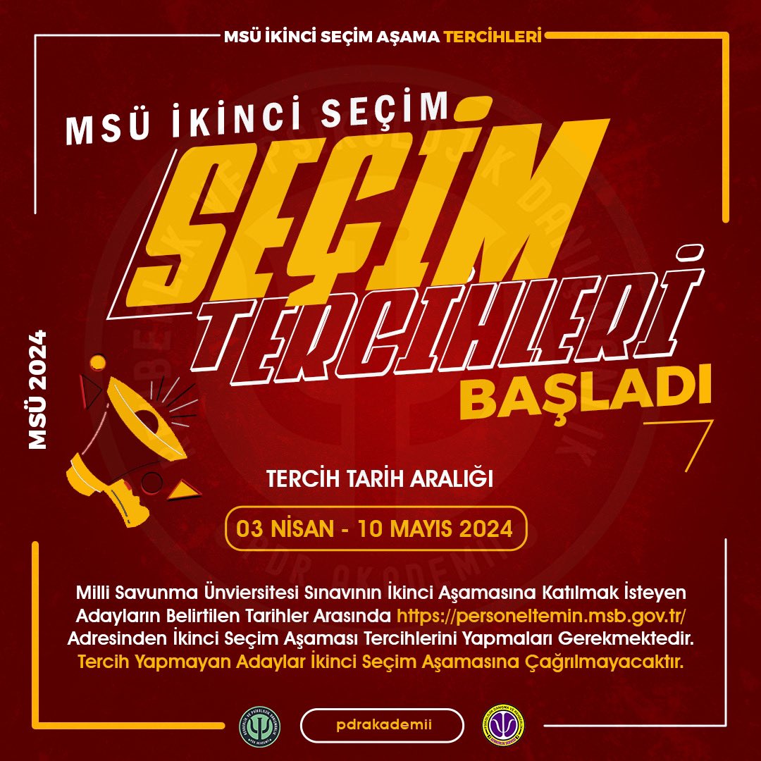 Milli Savunma Üniversitesi ikinci seçim aşaması için tercihler başladı… #msü #tercih