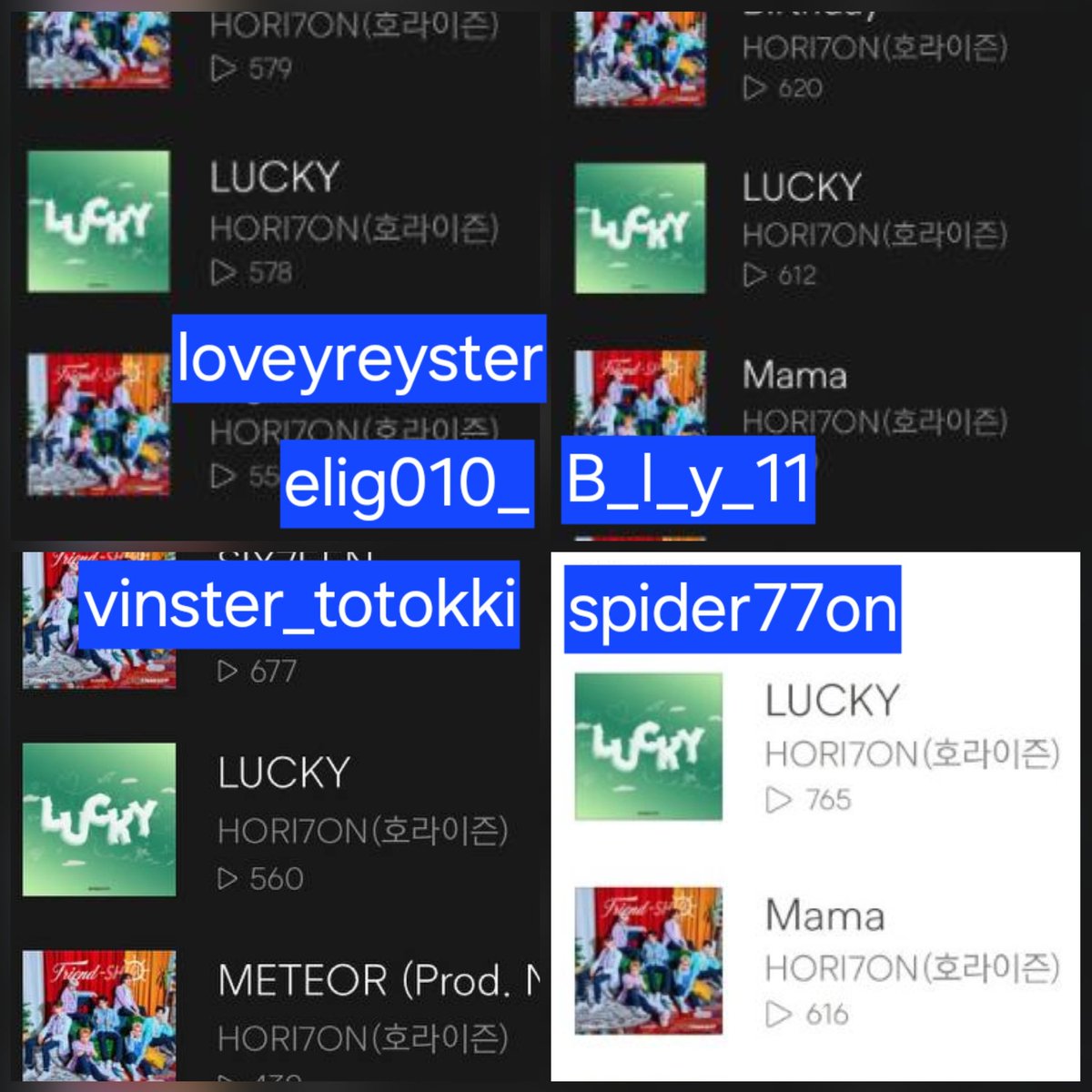 BUGS Korean app

Start: 04 March 24
End: 30 March 24

Amazing stream count with 1 LUCKY stream count per hour.

@elig010_ 
@b_l_y_11 
@loveyreyster 
@vinster_totokki 

#HORI7ON #호라이즌 
@HORI7ONofficial