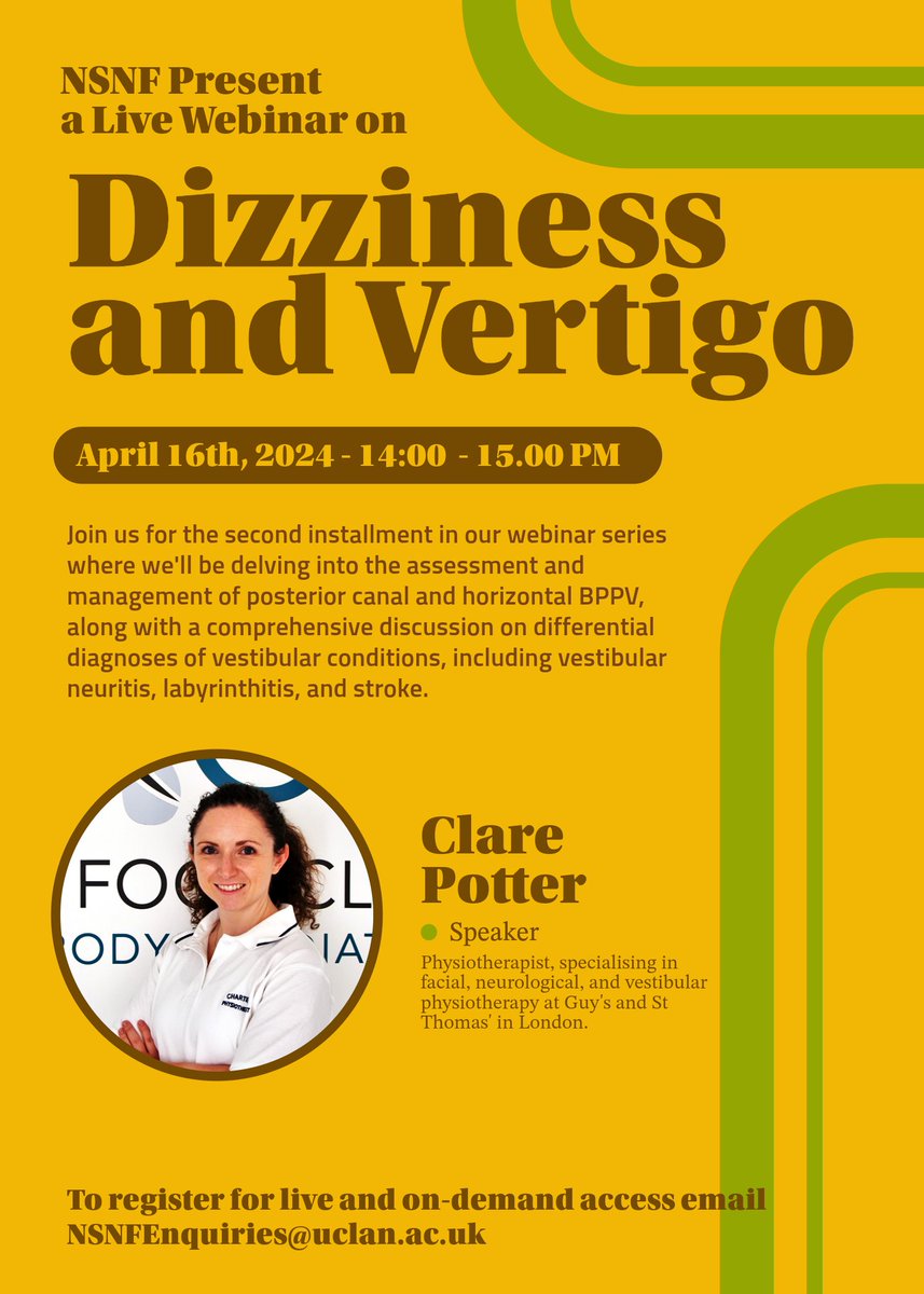 Join us as we continue our webinar series with a deeper dive into dizziness and vertigo. Scheduled for the 16th of April. More info on our blog page below nsnf.org.uk/blog/nsnf-webi…