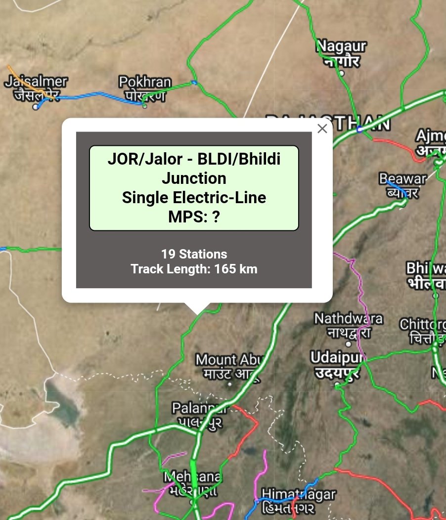 As Per IRI Atlas Update

Jodhpur To Mahesana Pura Electrified Ho chuka he
(Jodhpur~samdari~bhildi~patan~route)