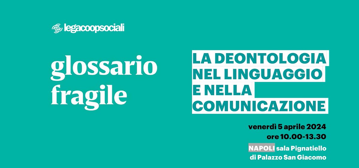 Il #5aprile a #Napoli arriva il #GlossarioFragile. 

legacoopsociali.it/notizie/dai-te… 

<a href="/legaCoopCampana/">Legacoop Campania</a> <a href="/LegacoopN/">Legacoop Nazionale</a> <a href="/ConilSud/">Fondazione CON IL SUD</a> <a href="/ODG_CNOG/">Ordine Nazionale dei Giornalisti</a> <a href="/peppemanzo/">giuseppe manzo</a> <a href="/volterrani_a/">andrea volterrani</a>