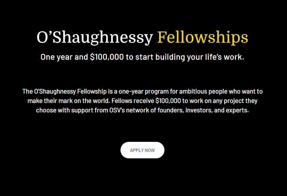 🌟 Ready to innovate? Apply for the O'Shaughnessy Fellowships 2024! Get a $100,000 grant, network with mentors, and join a global community of innovators. Apply now: shorturl.at/cszT7 #Fellowship #Innovation #Grant #OShaughnessyFellowships2024 #Entrepreneurship