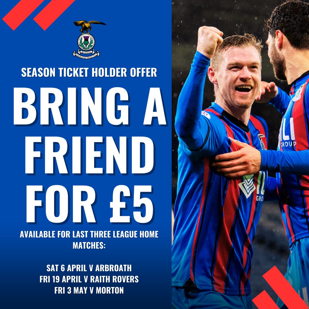 ICTFC's tweet photo. Bring a Friend for £5
Season Ticket Holders will be able to bring a friend for £5, with the offer being available for our remaining home league games this season.
Full Info: https://t.co/5Ihf7Gg4u0 https://t.co/j5NCSQZ6er
