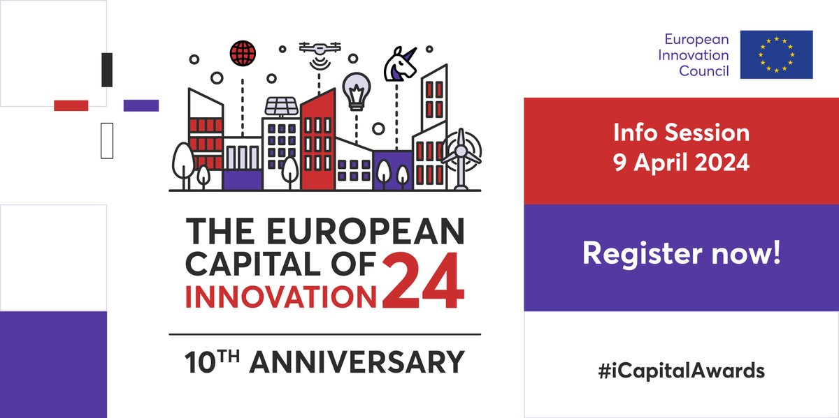 Is your 🇪🇺 city promoting #innovation, #sustainability & new technologies? Want to win up to €1 M for your city? Don't miss the chance to learn more about the #iCapitalAwards at the dedicated Info Session! 🚀 🗓️ 9 April 💻 Online Register here 👉 europa.eu/!64KKdQ