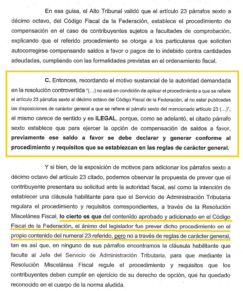 murguia_gerardo's tweet photo. Es procedente y se condena la aplicación de la compensación del 6to párrafo del art 23 de CFF, aunque no existan reglas de carácter general, una joya el razonamiento, creo será un criterio de mucha utilidad en la práctica.

Con gusto comparto la sentencia da RT y deja tu correo🤓 https://t.co/hvBSs6CDyJ