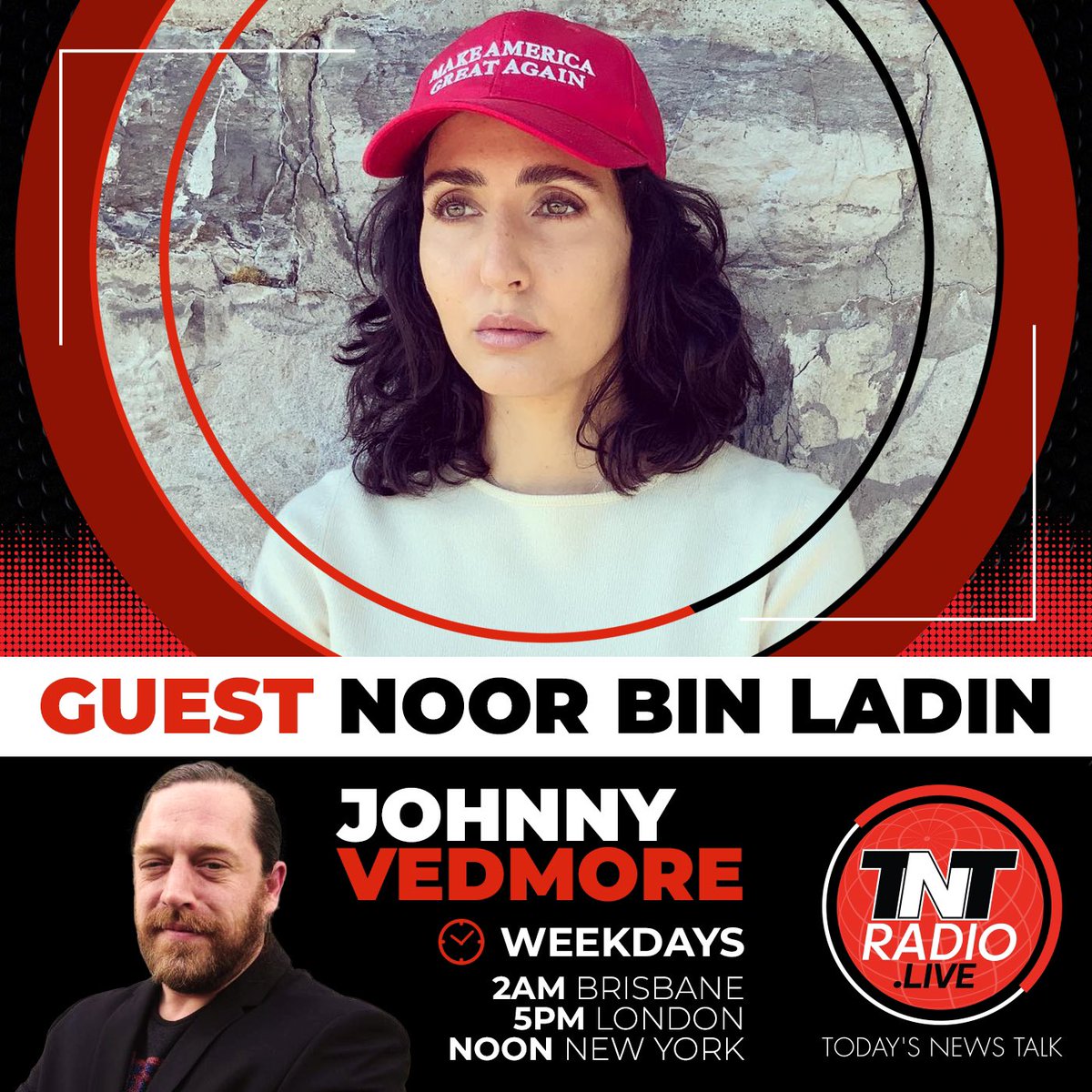 Delighted to have @NoorBinLadin coming on The @JohnnyVedmore Show on @tntradiolive today at 5pm GMT Noon ET! In the past week I spoke to some female powerhouses of the indie media inc. @MelKShow & @CourtenayTurner Best job ever! Join The Conversation at tntradio.live