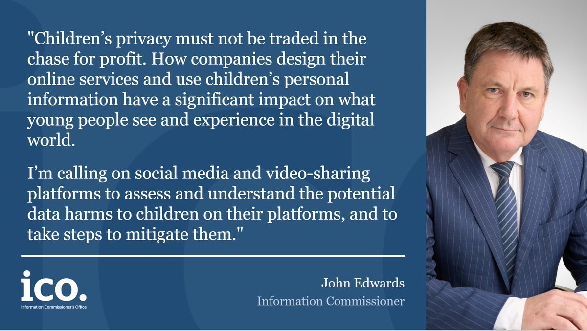 🆕 We’re calling on social media and video sharing platforms to improve their data protection practices to keep children safer when using their services. Our new strategy sets out the priority areas we want them to focus on in the coming year 👇 ico.org.uk/about-the-ico/…