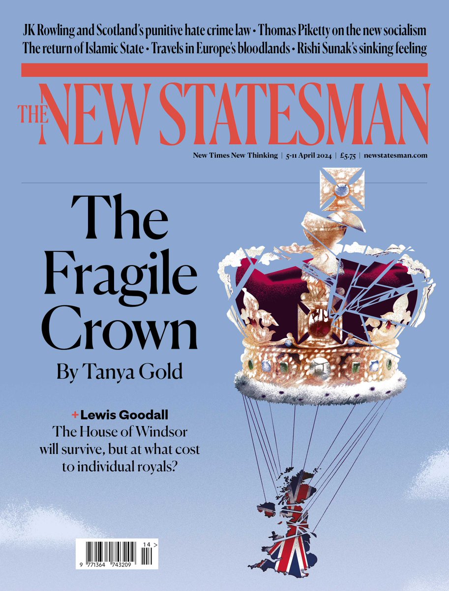 This week’s cover story: The Fragile Crown by @TanyaGold1 Inside: • @lewis_goodall on the monarchy’s survival • JK Rowling and Scotland’s hate law • @ShirazMaher on Islamic State newstatesman.com/politics/socie…