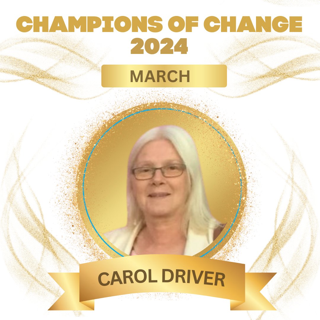 Our Champion of Change for March is Carol Driver. After 33 years at The Change Foundation, Carol retired last week and we will all miss her wisdom, calmness under pressure and the care she showed for our staff team. READ FULL STORY: shorturl.at/bJMN4