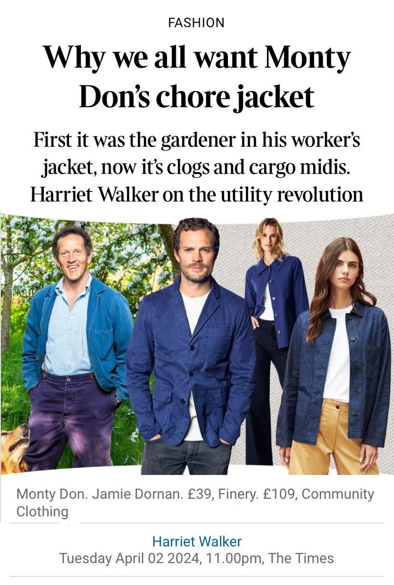 There's nothing quite as timeless as a denim chore jacket, and our proudly British-made offering has just been featured in @TimesStyle @thetimes! 🇬🇧 Men's Chores: bit.ly/3uVVBqp Women's Chores: bit.ly/3xoJKSD @harrywalker1