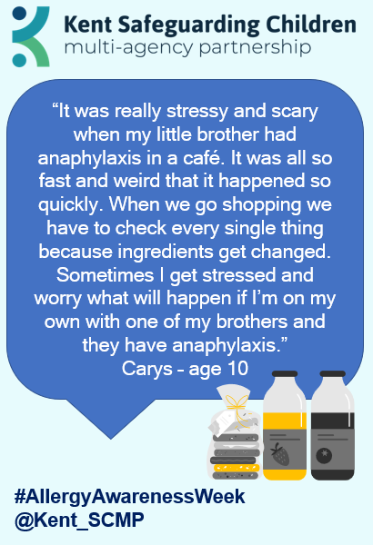 The impact of allergies is also felt by other children and family members, such as siblings. Carys told us how   worrying it can be for her. #AllergyAwarenessWeek