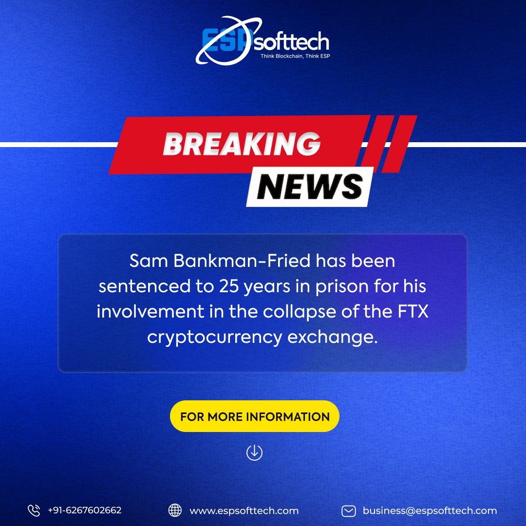 espsofttechpltd's tweet image. Sam Bankman-Fried, once a big name in cryptocurrency, now faces 25 years in jail for his role in the FTX exchange crash.

A stark reminder of the risks lurking in the volatile world of digital currencies. 

#FTXcrash #SamBankmanFried #cryptoworld #digitalcurrency