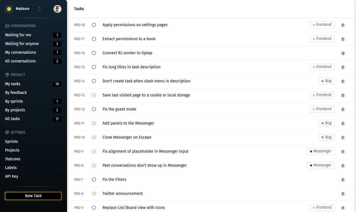 martzoukos's tweet image. I’m incredibly excited to announce makkuro.app, a new tool that combines a Helpdesk and an Issue Tracker for your startup🎉!

It all started about a year ago when James, our head of support at Clerk, asked me where to store the user feedback that he had been gathering…