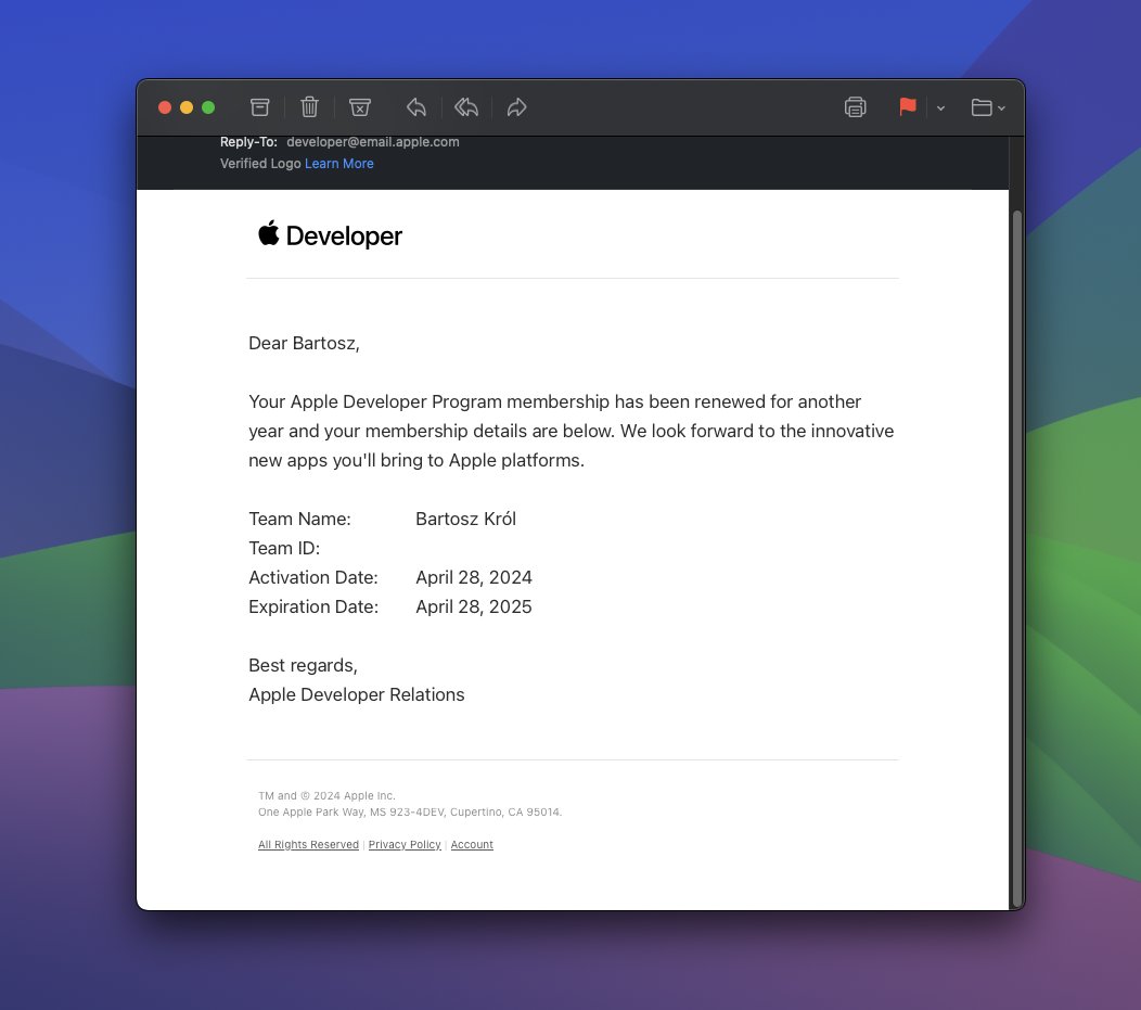 Bartozo_'s tweet image. Just renewed my Apple Developer Program membership for another year. I am very happy that my own apps covered this cost 😊
#iOSDev #AppleDeveloper