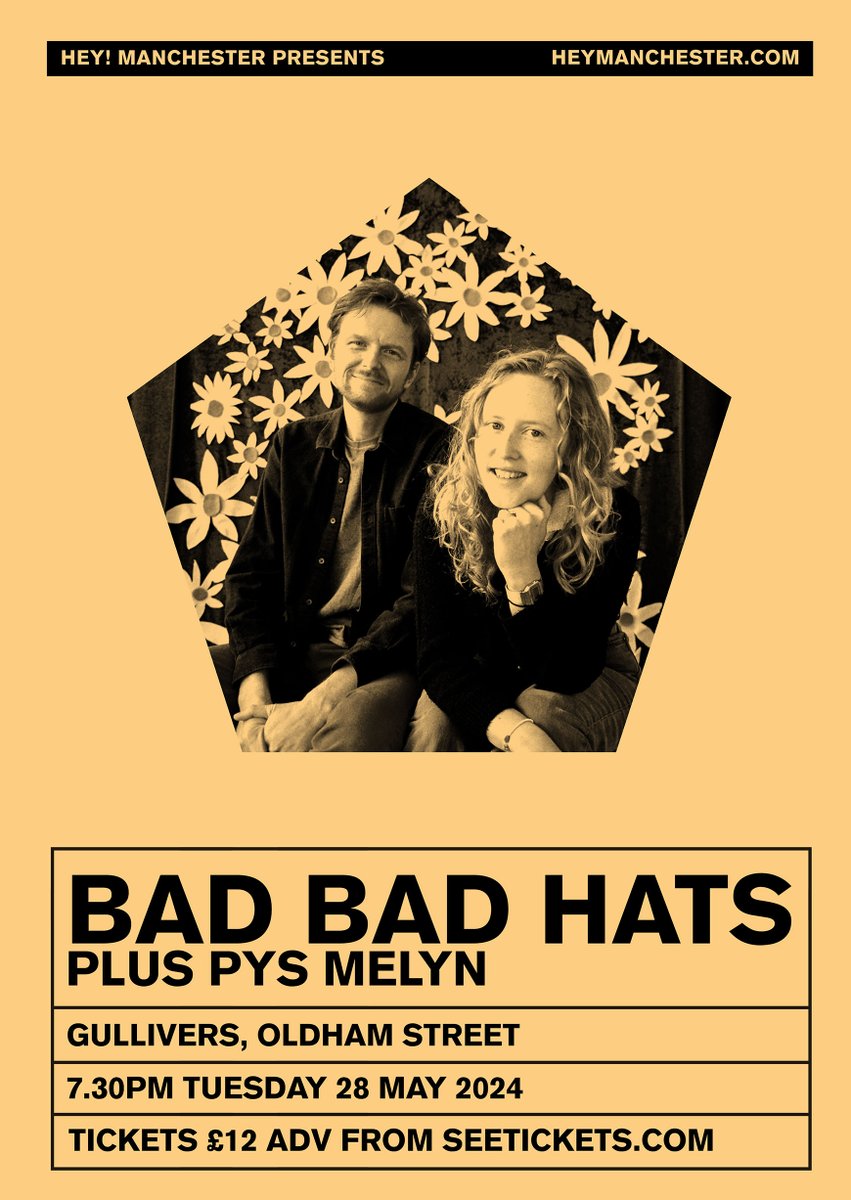 CONFIRMED: North Wales' @pysmelyn will join @BadBadHats at @gulliverspub on Tue 28 May! Read more, listen to both and book now - tickets are flying out: heymanchester.com/bad-bad-hats#i…