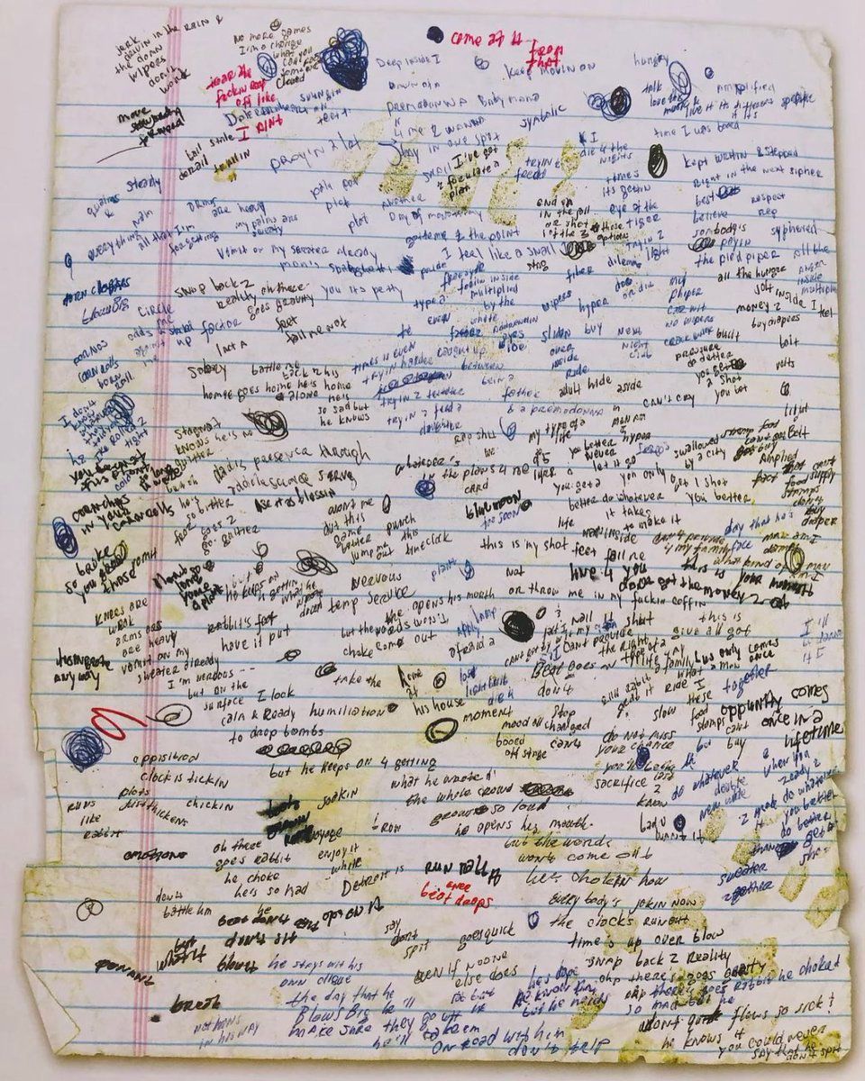 Eminem's loose-leaf notes with lyrics to 'Lose Yourself'