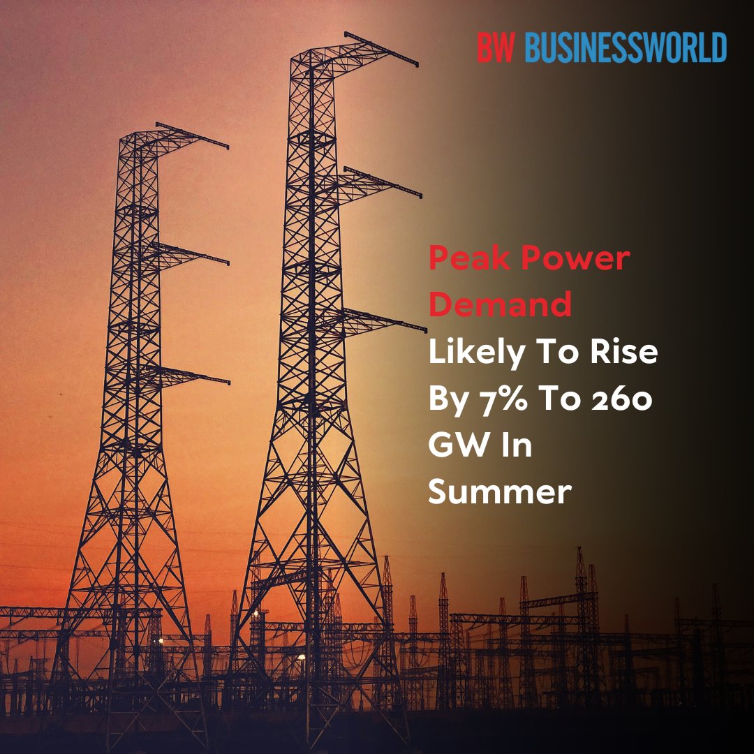 According to estimates by the power ministry, the peak demand in the country could reach 260 GW during this summer, surpassing the previous record of 243 GW in September last year

businessworld.in/article/Peak-P…

 #PowerMinistry #ElectricityDemand #EnergyStatistics #PowerSector