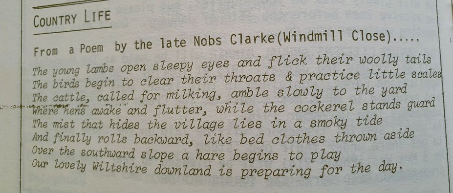 We have a less than gentle April shower over the village this morning, but Saturday was quite pleasant and conjured up these words by Nobs Clarke from the Aldbourne Parish Magazine December 1974 #OnePlaceWednesday #OnePlaceSpring