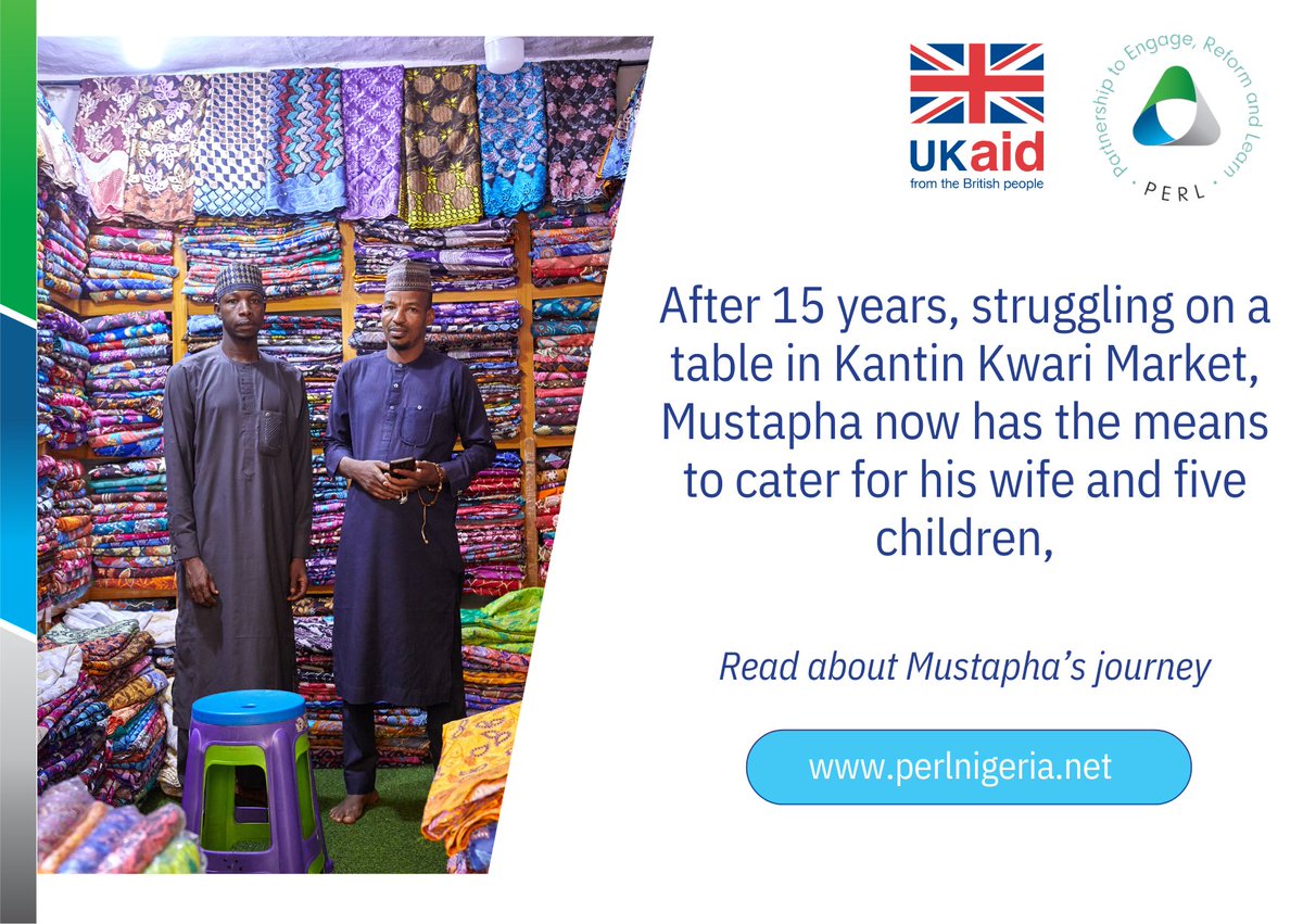 Discover how PERL's collaboration with the Kano state Govt has empowered Mustapha to transition from goods on a modest tabletop to a higher-earning shop, enabling him to fulfill his responsibility to his family @DrJoeAbah @DAIGlobal @KanostateNg More: perlnigeria.net/resources-for-…