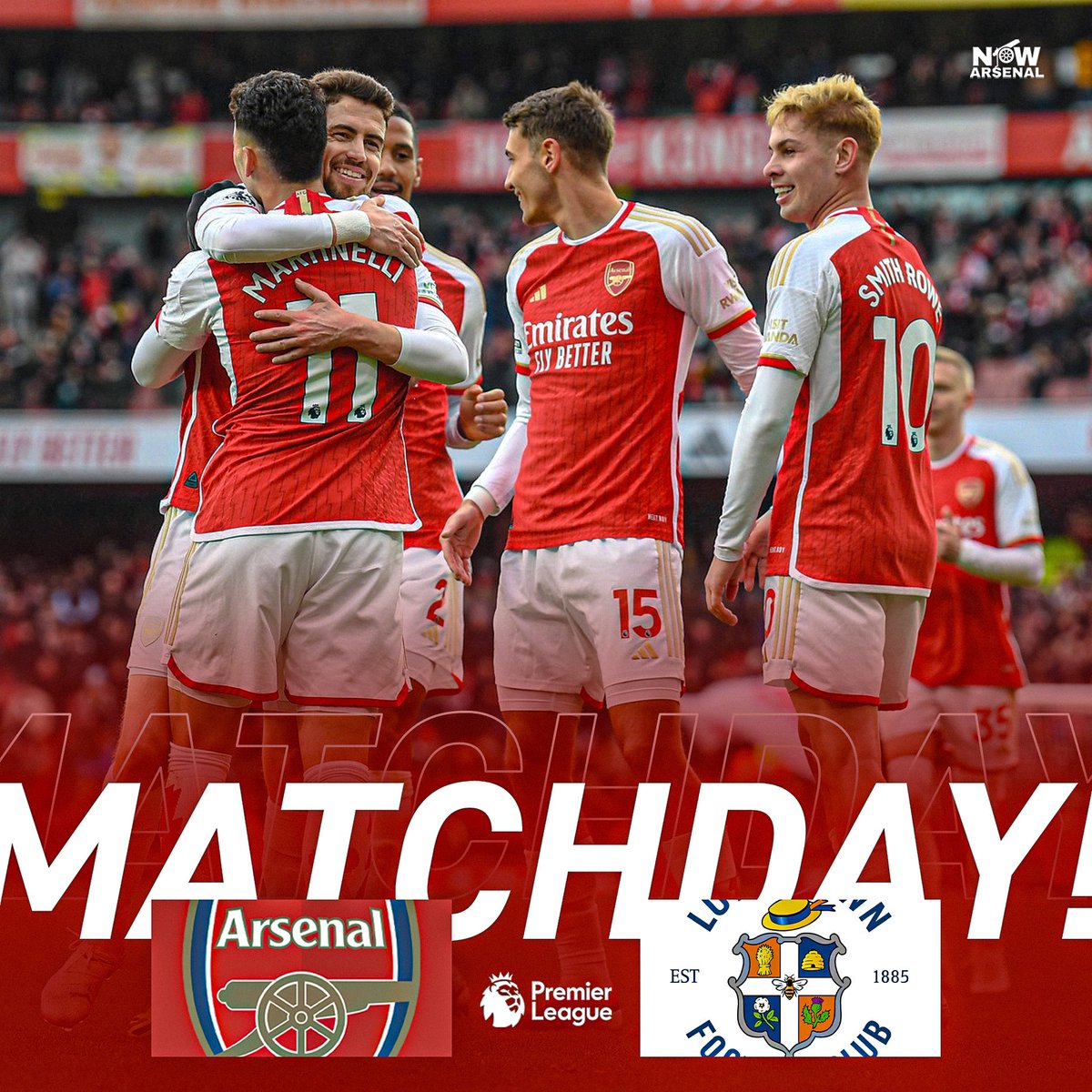 It's MatchdayLive.. Arsenal are looking to make it TEN Premier League games unbeaten tonight as they take on Luton Town at Emirates 🏟.. 
Must win game and another chance to increase the goal difference. The title run in is here and there’s no room for slip-ups now.
🔴 COYG!⚪️