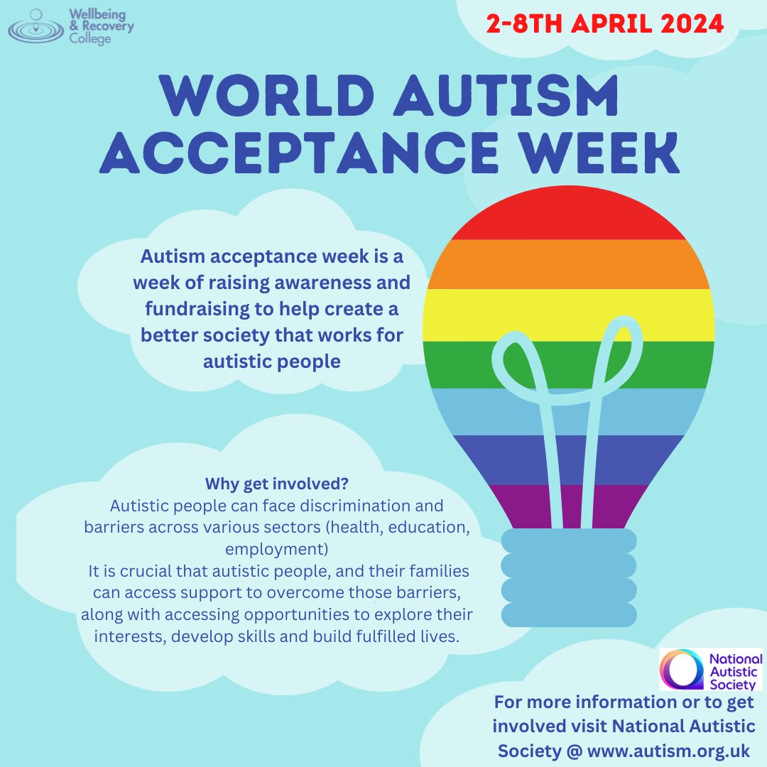 This week is World #AutismAcceptanceWeek, focused on celebrating, raising awareness and fundraising to create a better society that works for autistic people. To find out more, or to see how you can get involved visit National Autistic Society at autism.org.uk #WAAW24