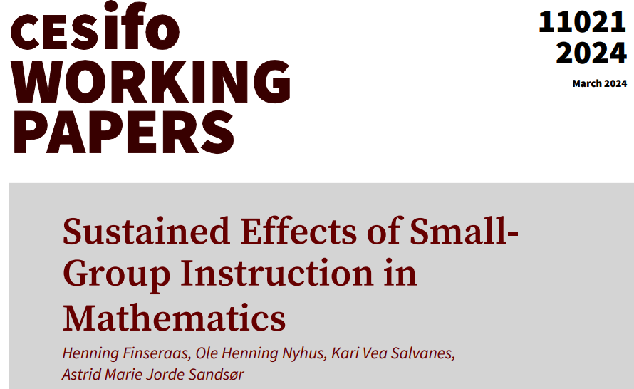 Sustained Effects of Small-Group Instruction in Mathematics | Henning Finseraas @olehnyhus , Kari Vea Salvanes @astrid_mjs #EconTwitter cesifo.org/en/publication…