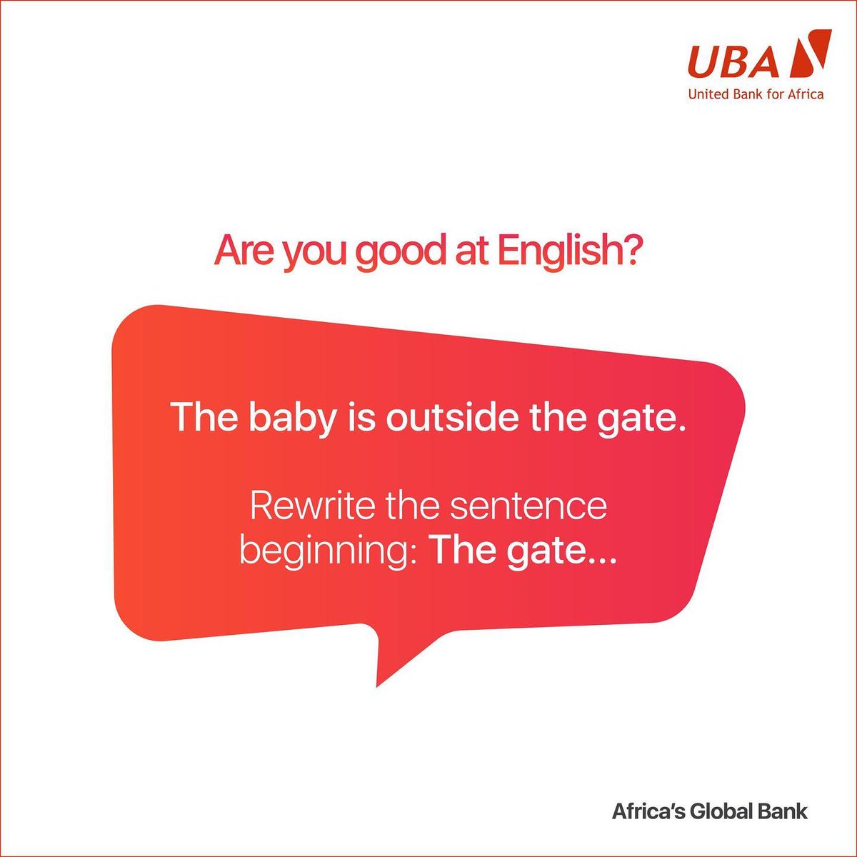 Hello English lovers, this one is for you! The baby is outside the gate. Rewrite the sentence beginning: The gate………. #Riddles #English
