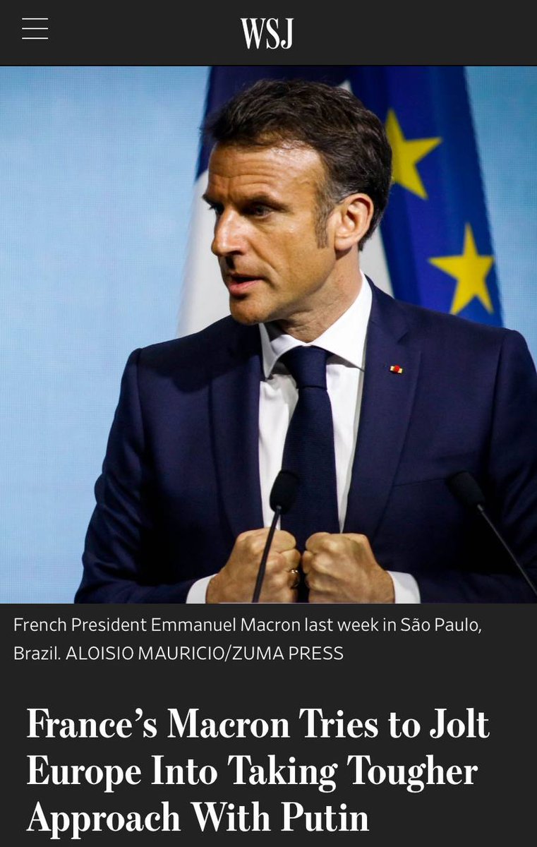 nexta_tv's tweet photo. Macron told the US and NATO that their involvement would not be needed if French troops in Ukraine were attacked - WSJ

This is what the French president said in response to Washington's objection that the possible deployment of French troops to Ukraine and a Russian strike on them could draw Western countries into conflict with Russia.

France has repeatedly suffered losses in military campaigns, for example in Africa, without seeking help from allies, the French president added.