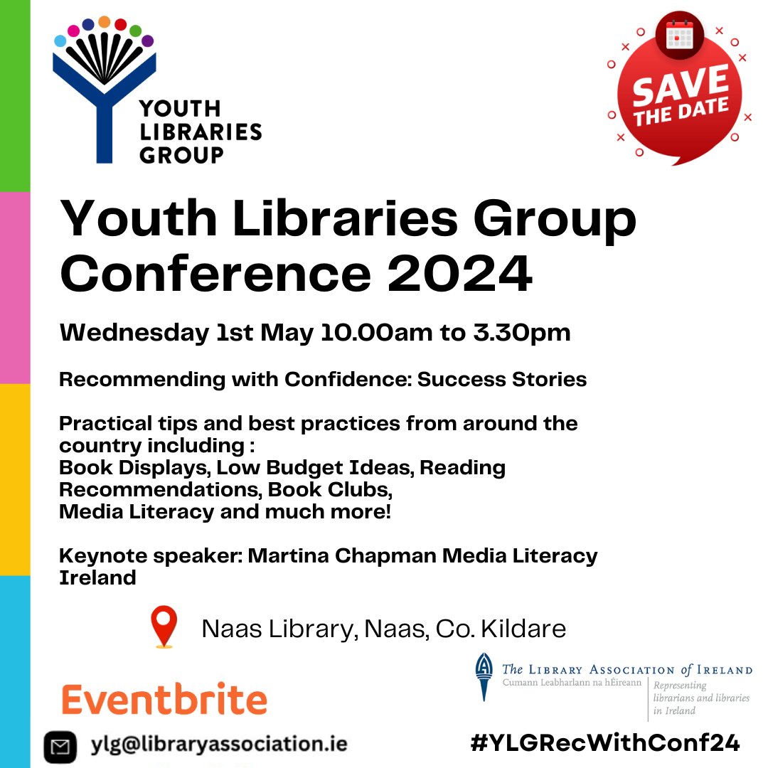 Don't forget to book your ticket and join us at our in person Conference, on Wednesday 1st May in Naas library. #YLGRecWithConf24 Tickets can be booked at eventbrite.ie/e/875951513557…
