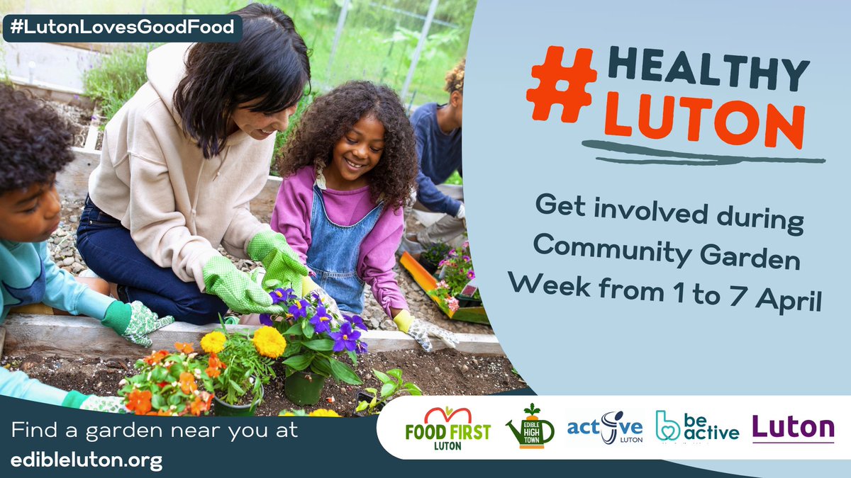 👩‍🌾 Get involved in your local community garden during Community Garden Week! 

🌾 Whether you're planting, weeding, or lending a hand, your participation helps foster a greener, more connected community.

Get involved 👉 edibleluton.org/map-2/
#HealthyLuton #LutonLovesGoodFood
