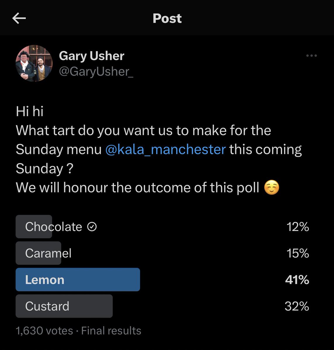 Sunday @kala_manchester featuring Lemon Tart. To be fair no one makes a better Lemon Tart. Who’s coming Kala Sunday ?