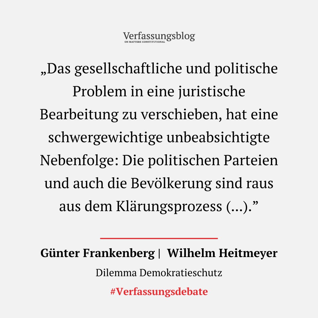 Krisen sind Treiber des Autoritären - und die Instrumente zu ihrer Bewältigung nicht frei von Kosten. Was tun? GÜNTER FRANKENBERG und WILHELM HEITMEYER mit ihren Überlegungen zum „Dilemma Demokratieschutz“. verfassungsblog.de/dilemma-demokr…