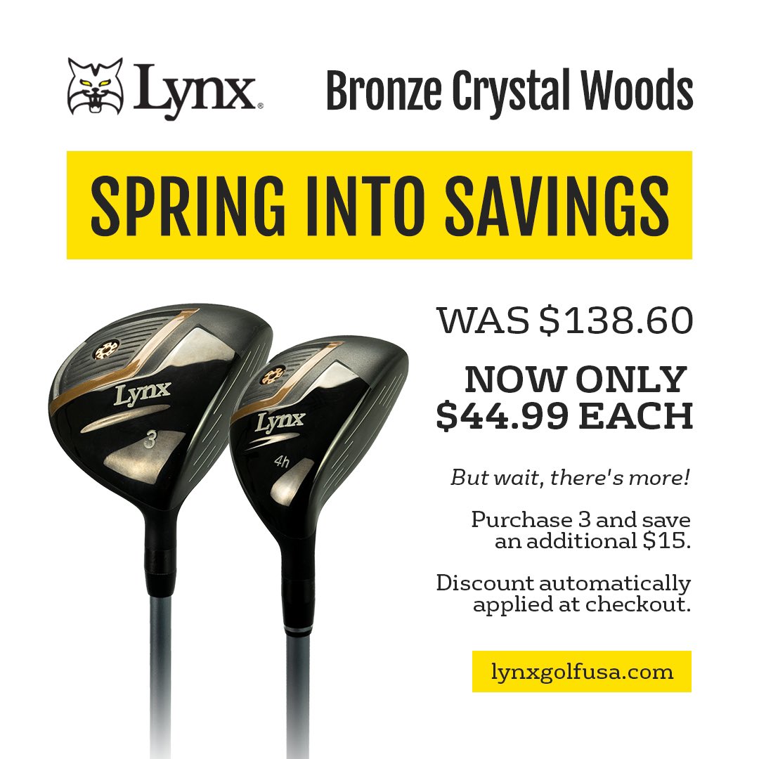 Spring into savings with our exclusive offer on Bronze Crystal Woods!🏌🏻‍♀️🌸 Don’t miss out on these incredible discounts, available now at lynxgolfusa.com🇺🇸 #LynxGolf