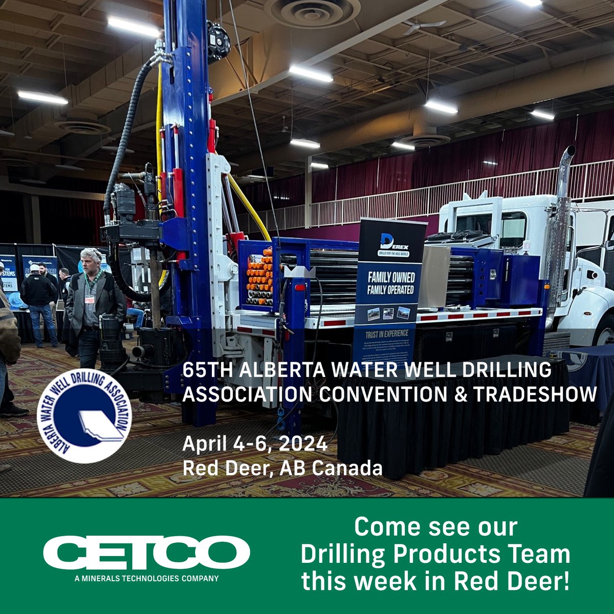 Come see us this week in Red Deer at the 65th Alberta Water Well Drilling Association Convention & Tradeshow!

#CETCO #AWWDA #AlbertaWaterWellDrillingAssociation #WaterWellDrilling