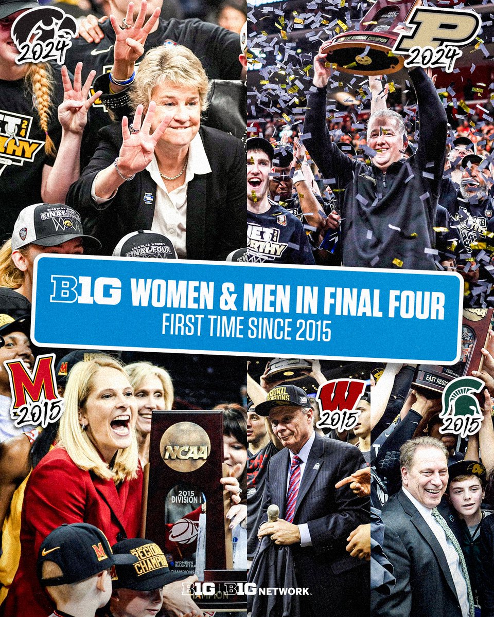 Iowa ➡️ #WFinalFour
Purdue ➡️ #MFinalFour

The @bigten has a team in each Final Four for the sixth time ever. 🙌

#B1Gstats