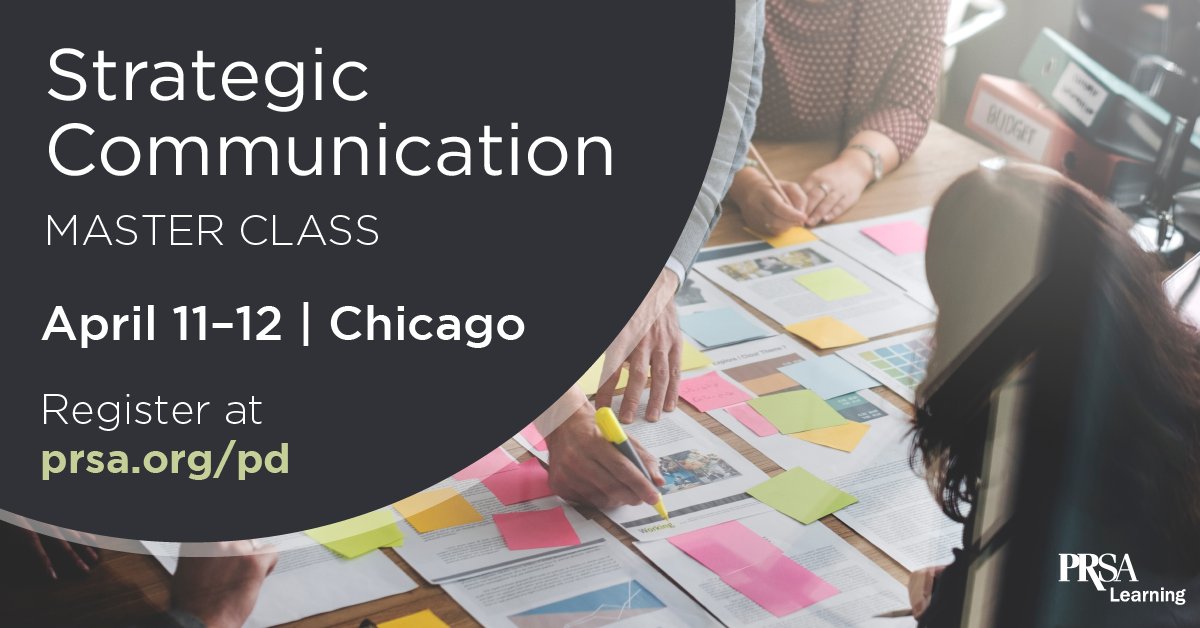 PRSA's tweet photo. Only one week left to register for our Strategic Communication Master Class, taking place on April 11-12 in the vibrant city of Chicago! Sign up now: https://t.co/YpmAgzGMxQ    #PRSALearning https://t.co/CkVdJkzcGz