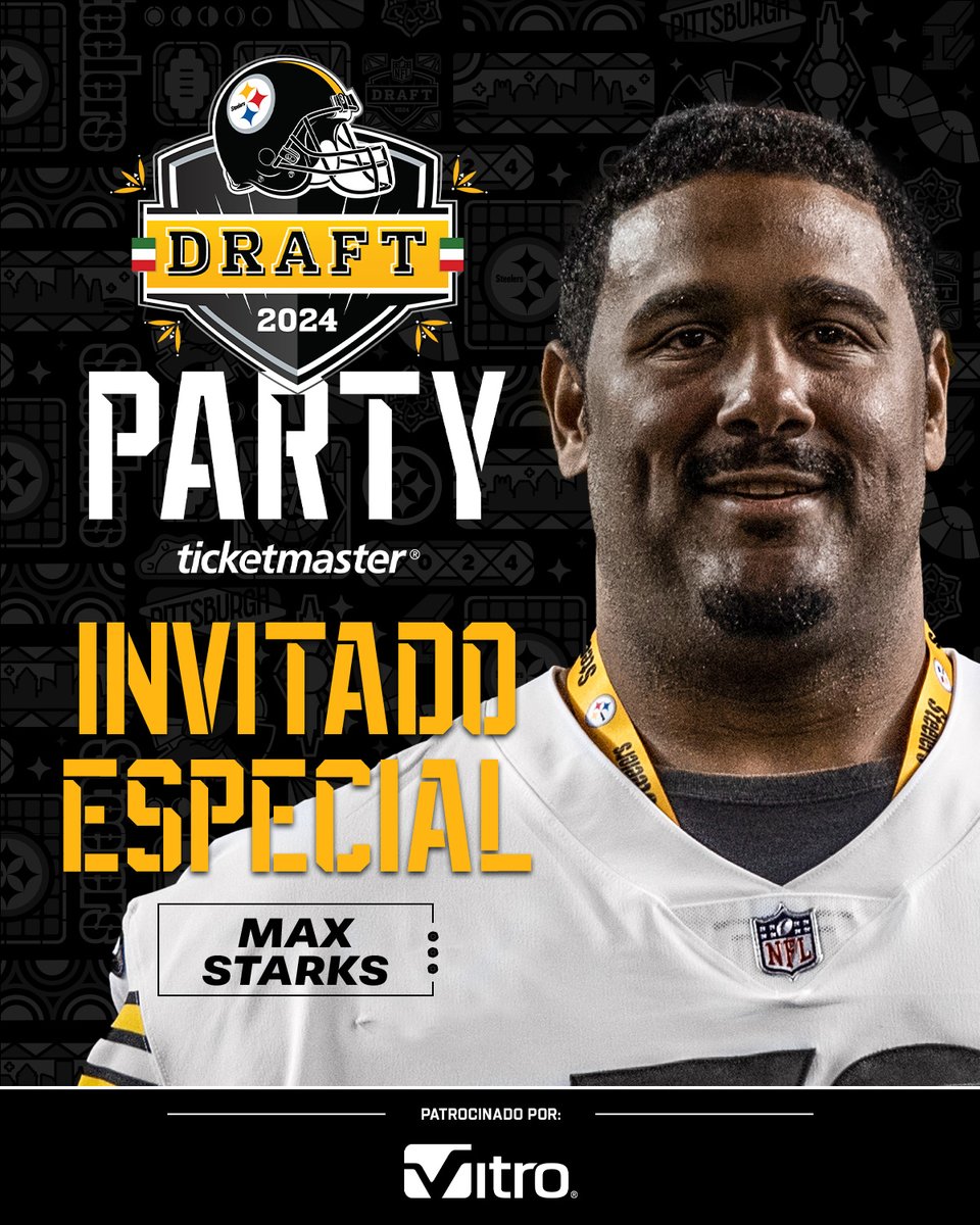 Monterrey… nuestro DT Larry Ogunjobi y leyenda OT Max Starks, estarán con nosotros en la NFL Draft Party en Terraza Estadio Banorte‼️🥳🇲🇽 ¡Compra tus boletos YA! (Cantidad limitada): Steelers.com/DraftFiesta I @Vitro_Corporate