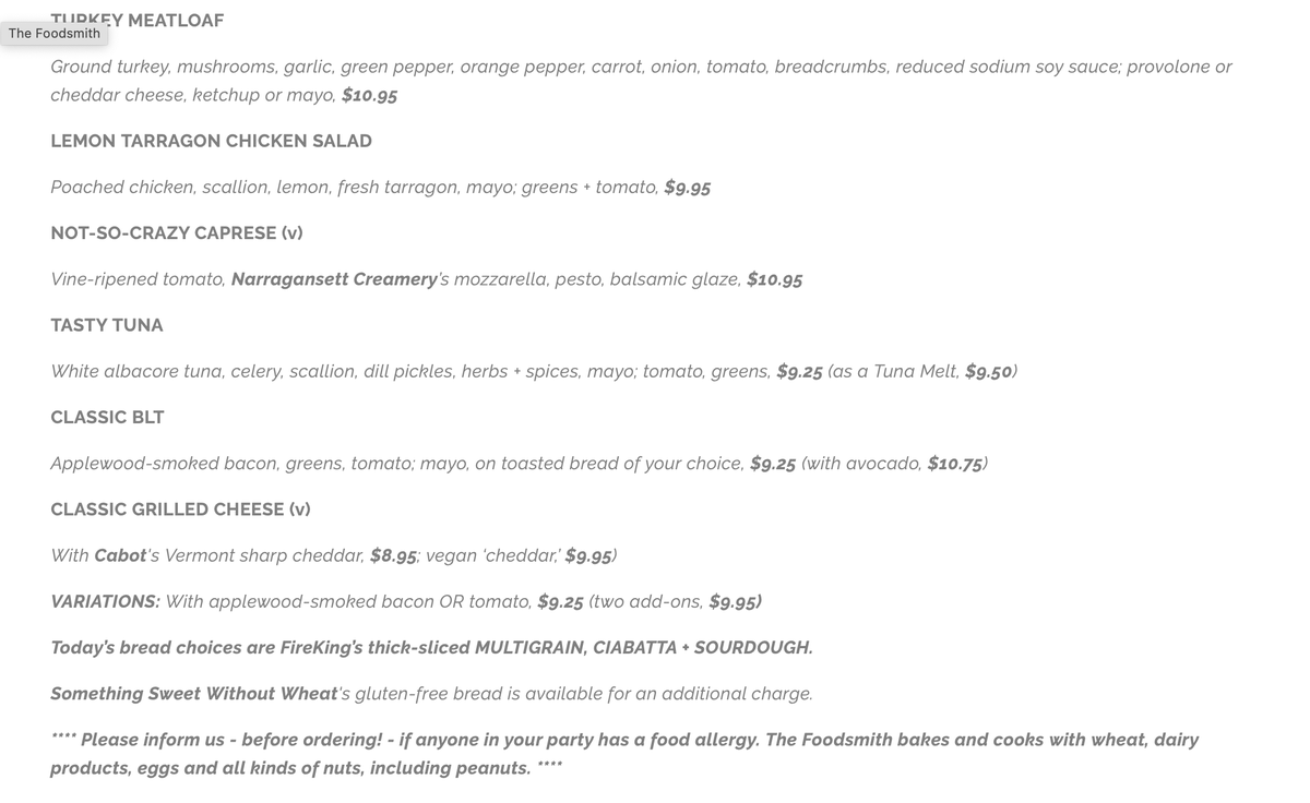 FoodsmithDUX's tweet image. It's Wednesday. You hungry? You hangry? We have food! Check out our menu then call 781-934-0134 to order. We are here to serve until 2 p.m. #duxbury