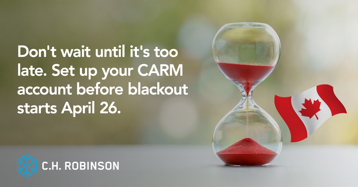 Still unregistered with CARM? April 26 marks the beginning of the CARM blackout dates. Unregistered importers into Canada may face costly delays. Start the process today ➡️ ms.spr.ly/6012cI7tj