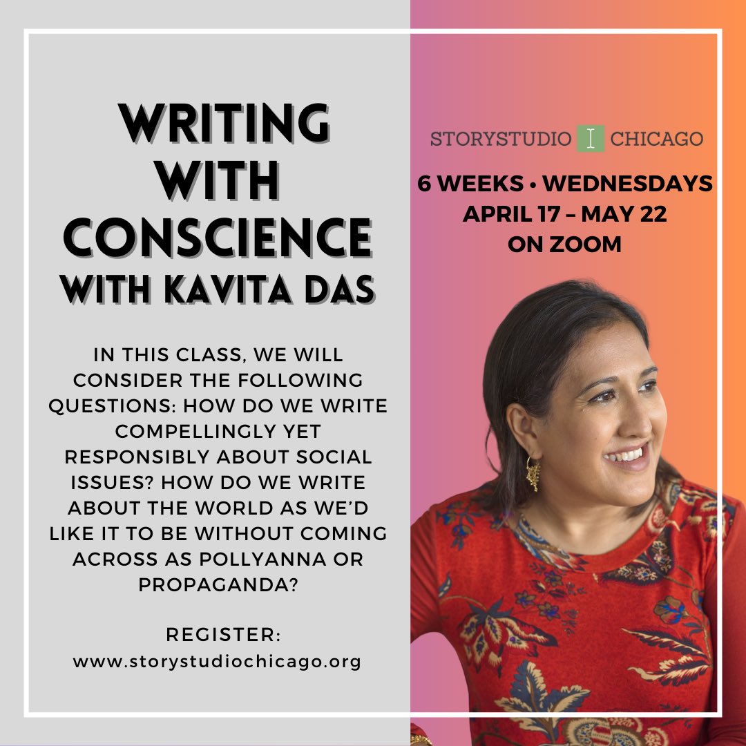 My only 6 week Writing with Conscience workshop this spring kicks off on 4/17 @StoryStudio. And it’s virtual, so you can join from anywhere. Hope to see you and please help spread the word! storystudiochicago.org/classes/classe…