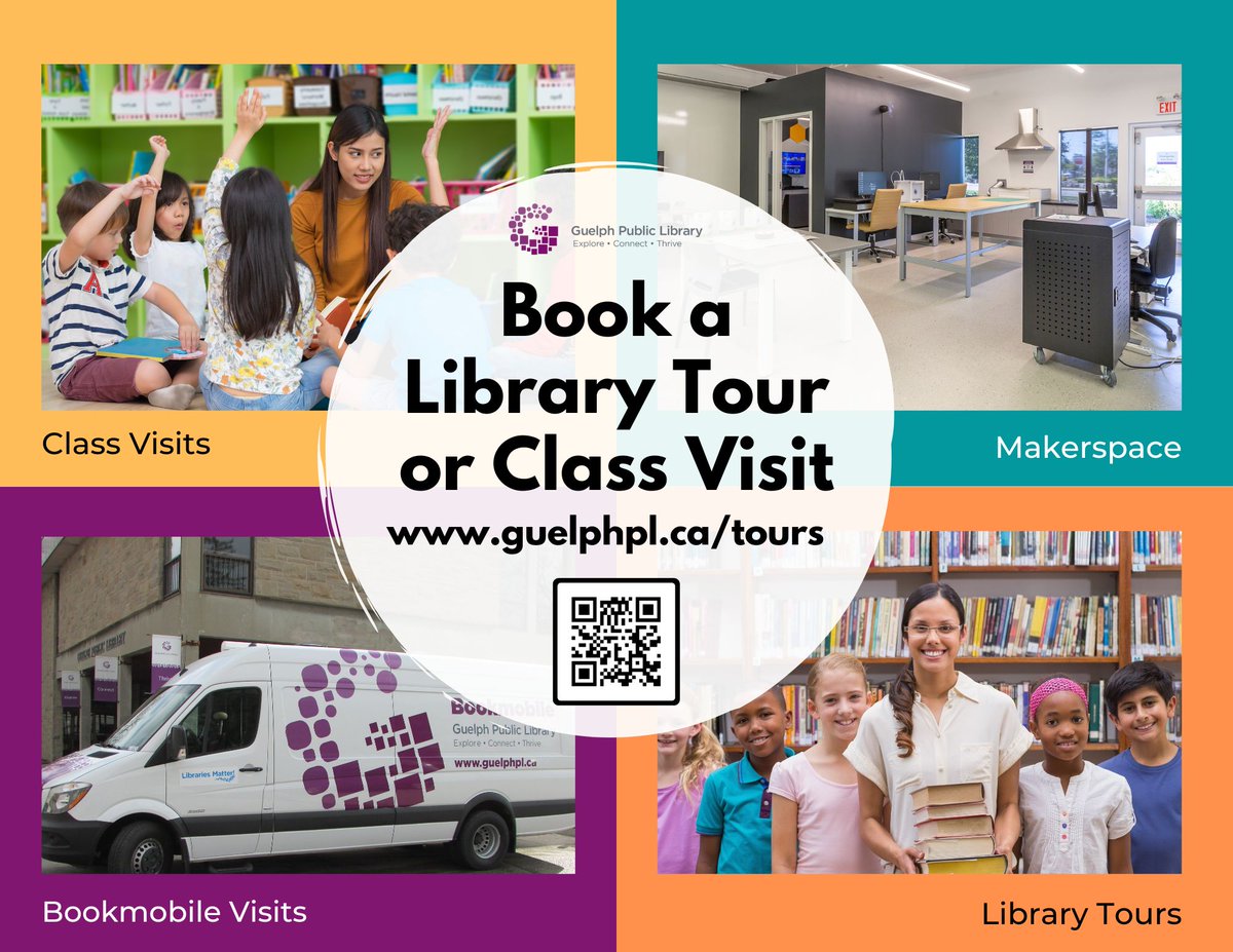 Book a free Guelph Public library visit or tour 
➡ guelphpl.ca/tours

Join us for an interactive tour of the library and its collections. Learn about the library’s programs and resources. Book your visit today!

#lifelonglearning #checkusout