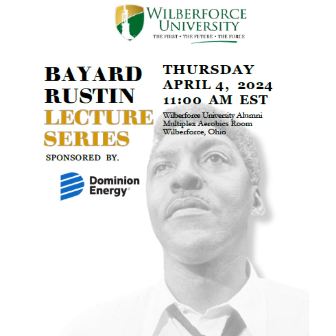 Join us for the Spring 2024 Bayard Rustin Lecture Series at Wilberforce University! We are thrilled to welcome Dr. Tracy D. Snipe from Wright State University as our guest lecturer. Join us April 4, 2024 11AM in our Alumni MultiPlex.