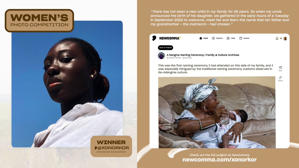 Congratulations to our winner of the Women's Photography Competition - @xonorkor! ⚡️ Check out the winning project via her NewComma portfolio: newcomma.com/projects/xonor…