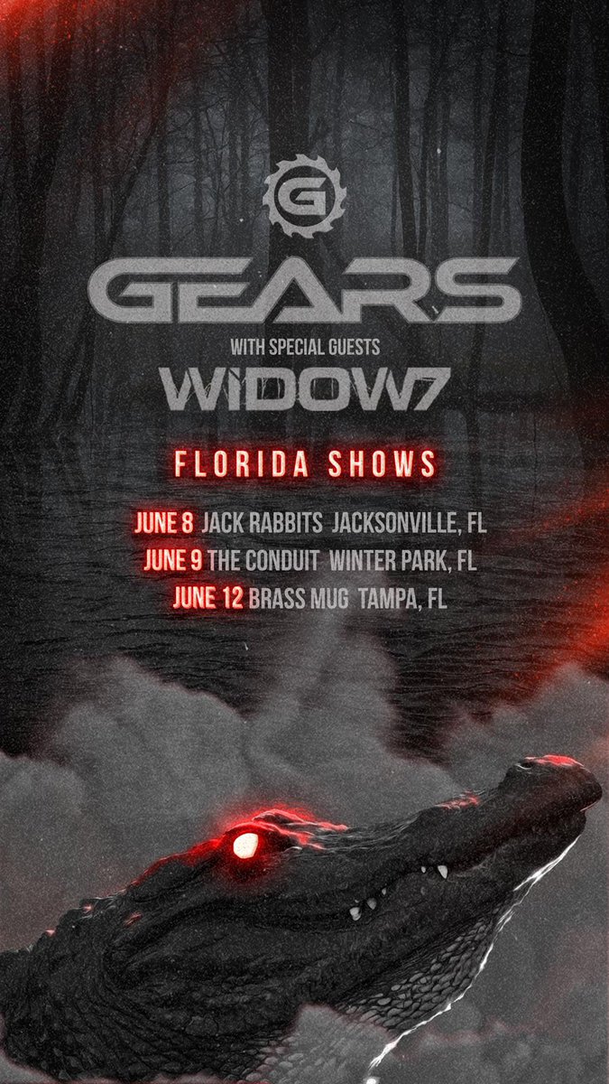 Our June show dates with @widow7official are rolling up quick, we can’t wait to see your beautiful faces! 🐊 June 8th at @JackRabbitsLive - Jacksonville, FL 🐊 June 9th at Conduit, Winter Park, FL 🐊 June 12th at @Brassmugtampa - Tampa, FL Where are we going to see you?