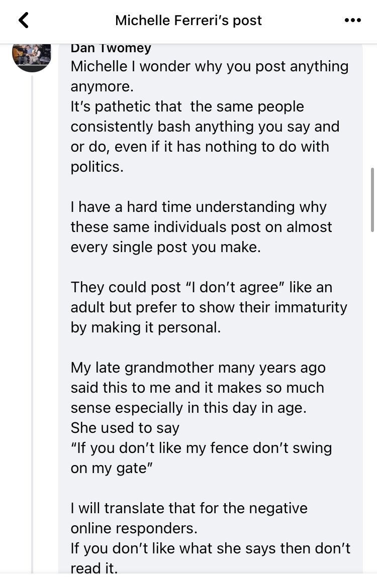 MaryBrighton_bu's tweet image. Michelle Ferreri shows how self-absorbed she is in her response. Also, she’s calling her constituents “haters” when they call her out for her lies and hold her accountable. #VoteFerreriOut2025