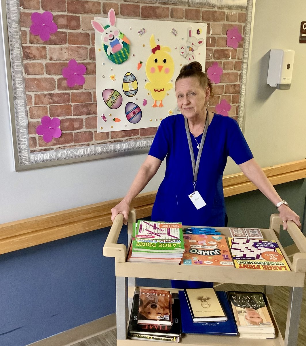 Our #AzriaHealthParkPlace Book/Puzzle Cart is one of our favorites! Nothing quite like receiving a new book, coloring book, puzzle book or deck of cards!

#AzriaHealth #BookCart