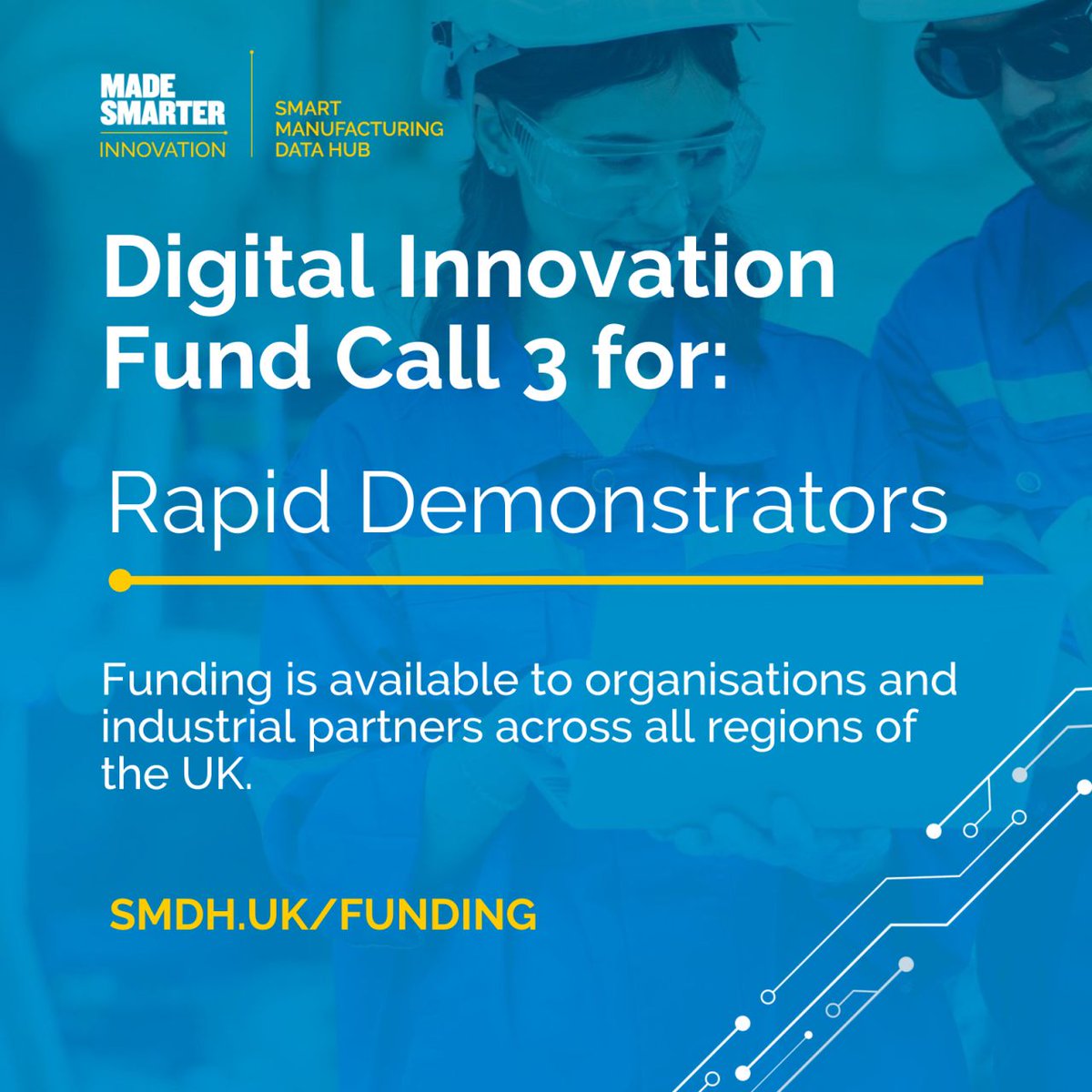 Open Funding Call - The Smart Manufacturing Data Hub Digital Innovation Fund (DIF) is live for Rapid Demonstrator Projects. Grant support up to £50,000 for sensor installation, data analysis, or similar. Closing Date: 12 April 24 at 12 noon More - smdh.uk/demonstrator